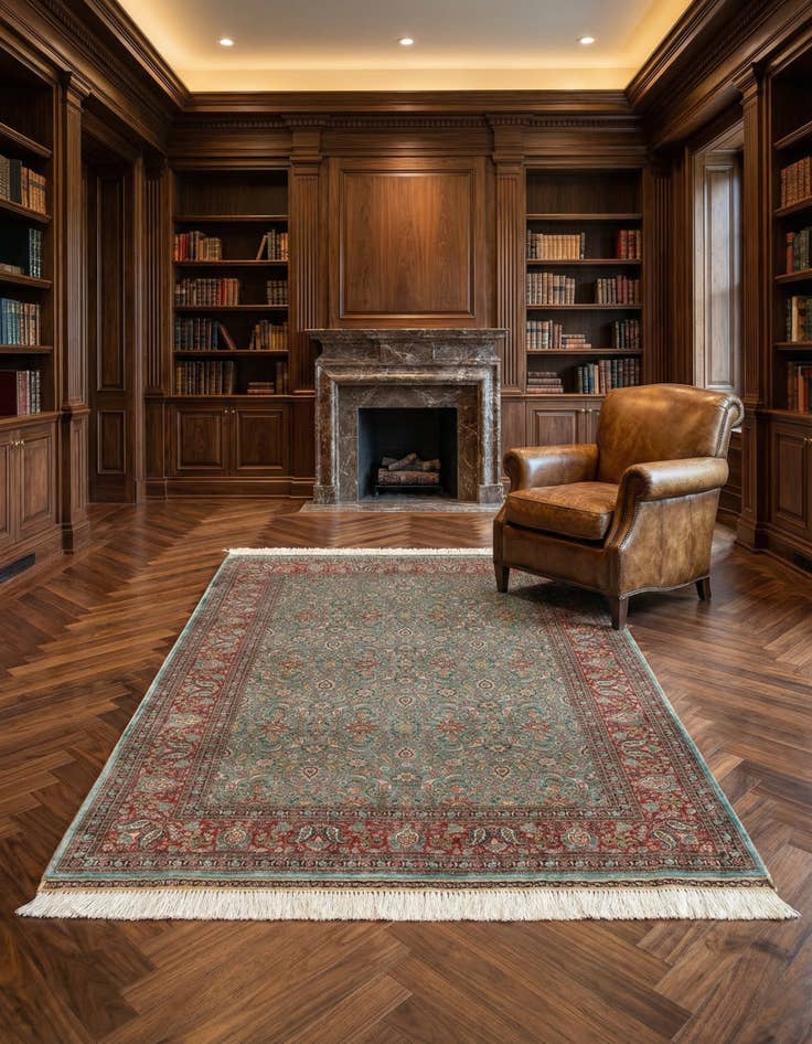 Detail image of 3' 10 x 5' 3 Hand Knotted Hereke Silk Rug