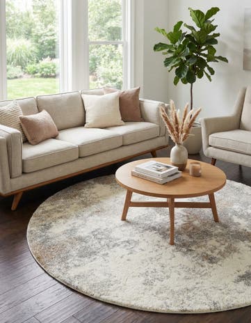 Khaki Soft Touch Shag Round Rug