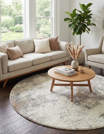 Khaki Soft Touch Shag Round Rug