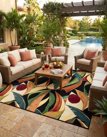 10' x 10' Easy-Clean Botanical Indoor / Outdoor Square Rug