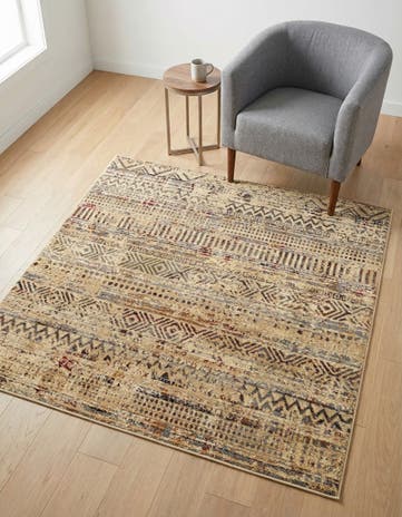 Beige Saturn Square Rug