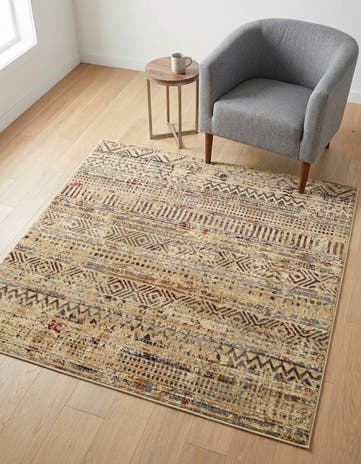 Beige Saturn Square Rug