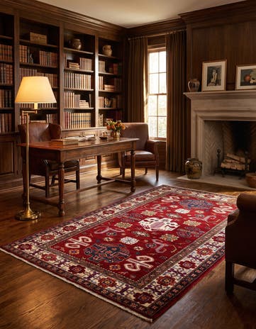 4' x 6' 7 Hand Knotted Kazak Rug