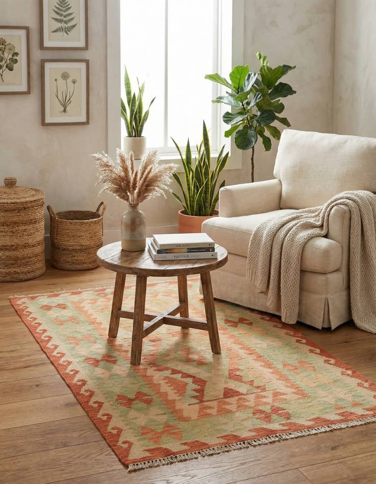 Detail image of 3' x 4' 4 Hand Woven Kilim Waziri Wool Rug