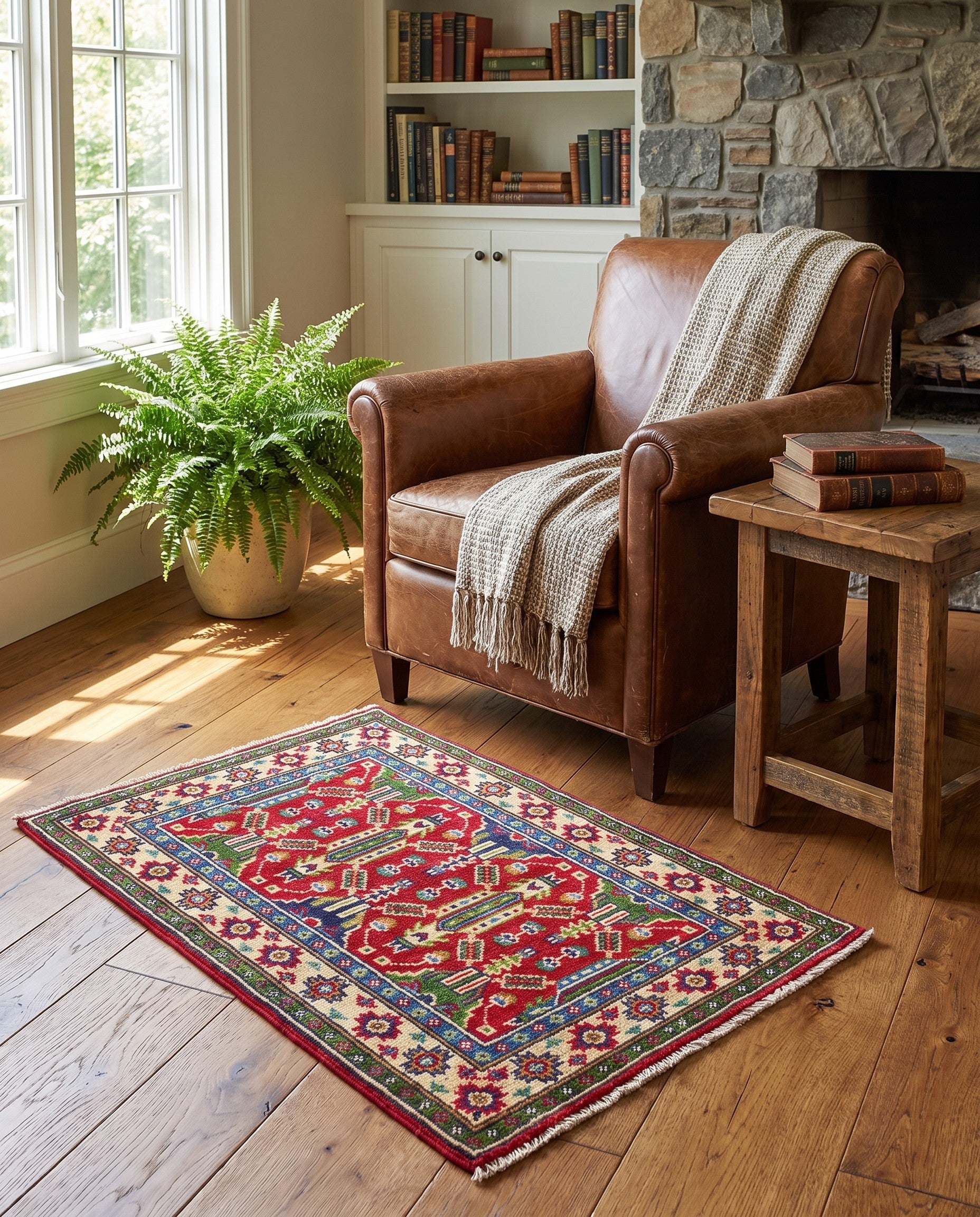2' x 3' 1 Hand Knotted Kazak Rug
