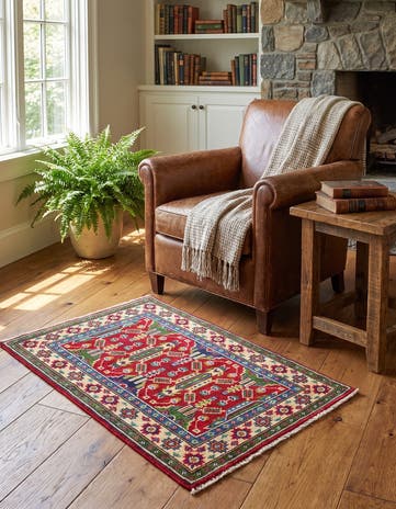 2' x 3' 1 Hand Knotted Kazak Rug