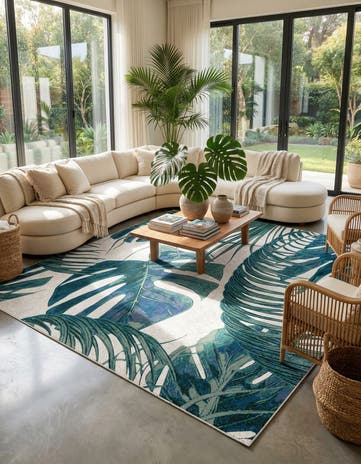 Ivory Blossom Square Rug