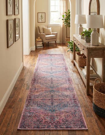Antique Rust Red Washable Maahru Runner Rug