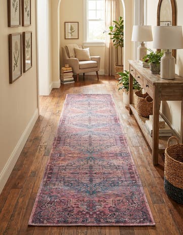 Antique Rust Red Washable Maahru Runner Rug