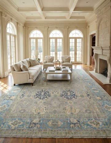 11' 11 x 14' 11 Hand Knotted Oushak Wool Rug