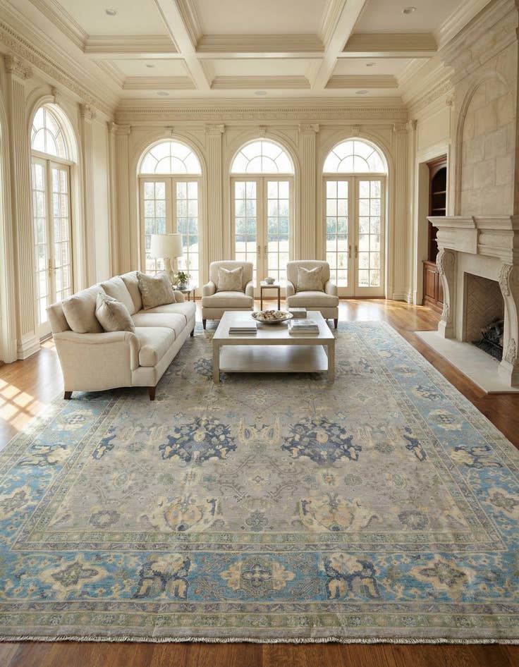 Detail image of 11' 11 x 14' 11 Hand Knotted Oushak Wool Rug