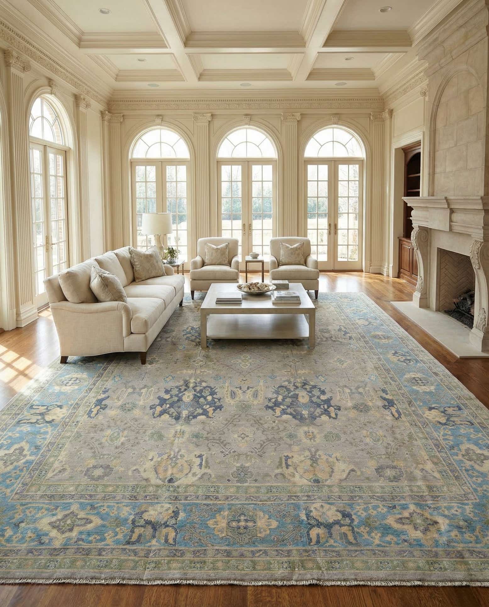 11' 11 x 14' 11 Hand Knotted Oushak Wool Rug