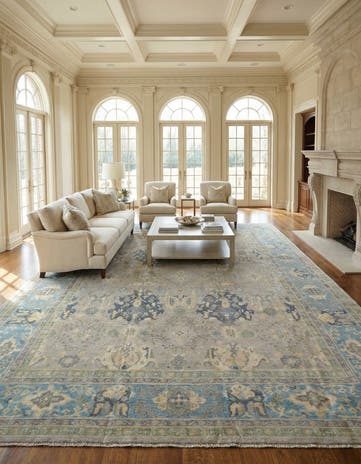 11' 11 x 14' 11 Hand Knotted Oushak Wool Rug