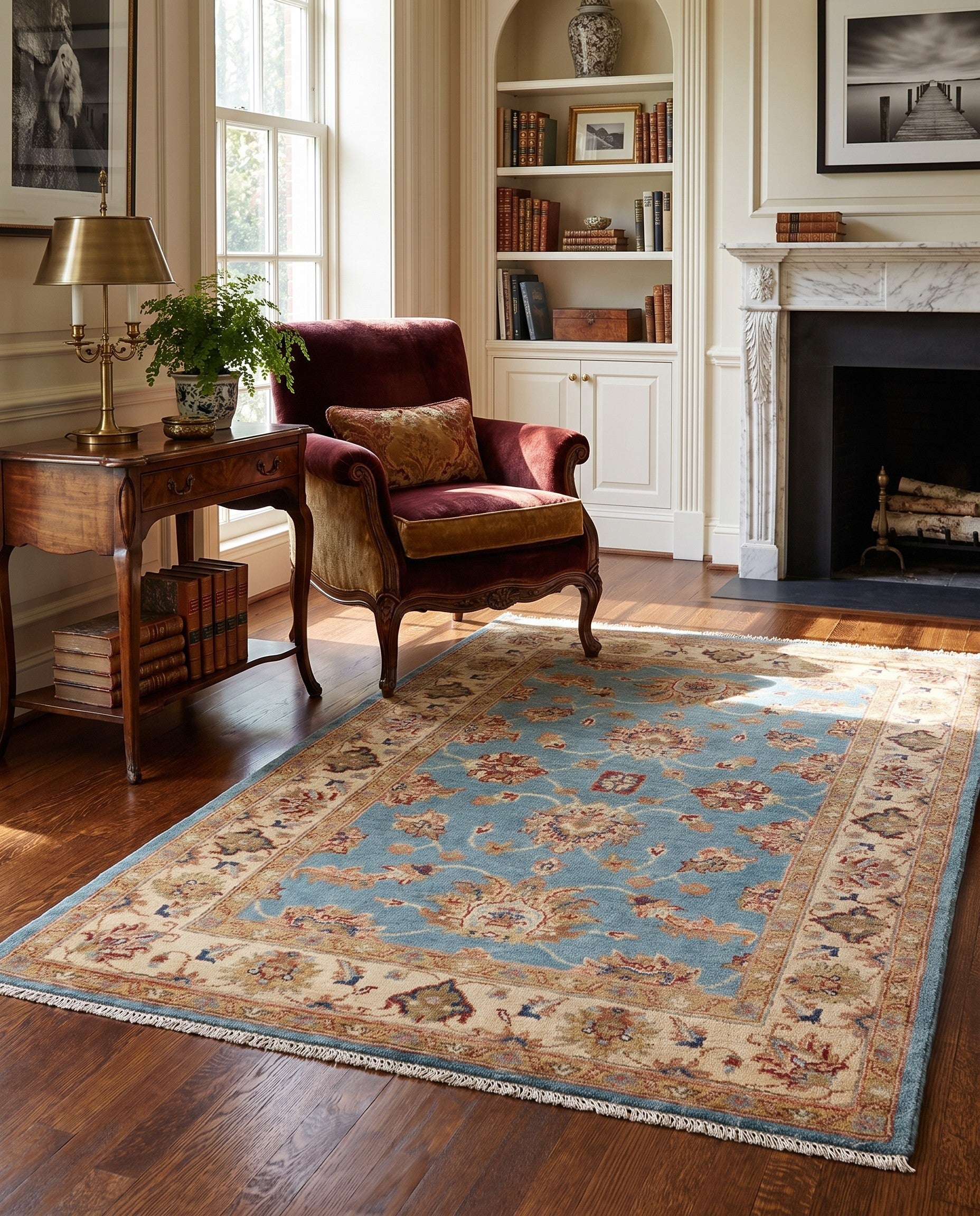 3' 4 x 4' 11 Hand Knotted Ziegler Rug
