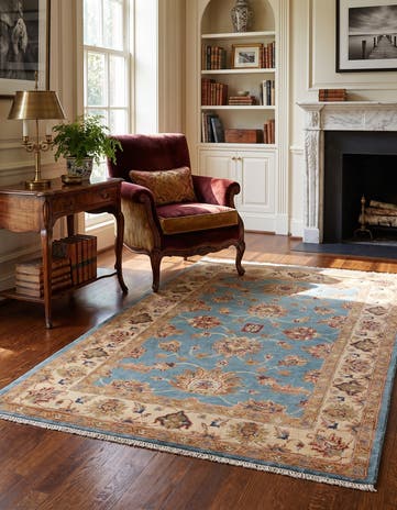 3' 4 x 4' 11 Hand Knotted Ziegler Rug