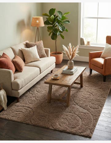 Brown Botanical Shag Rug