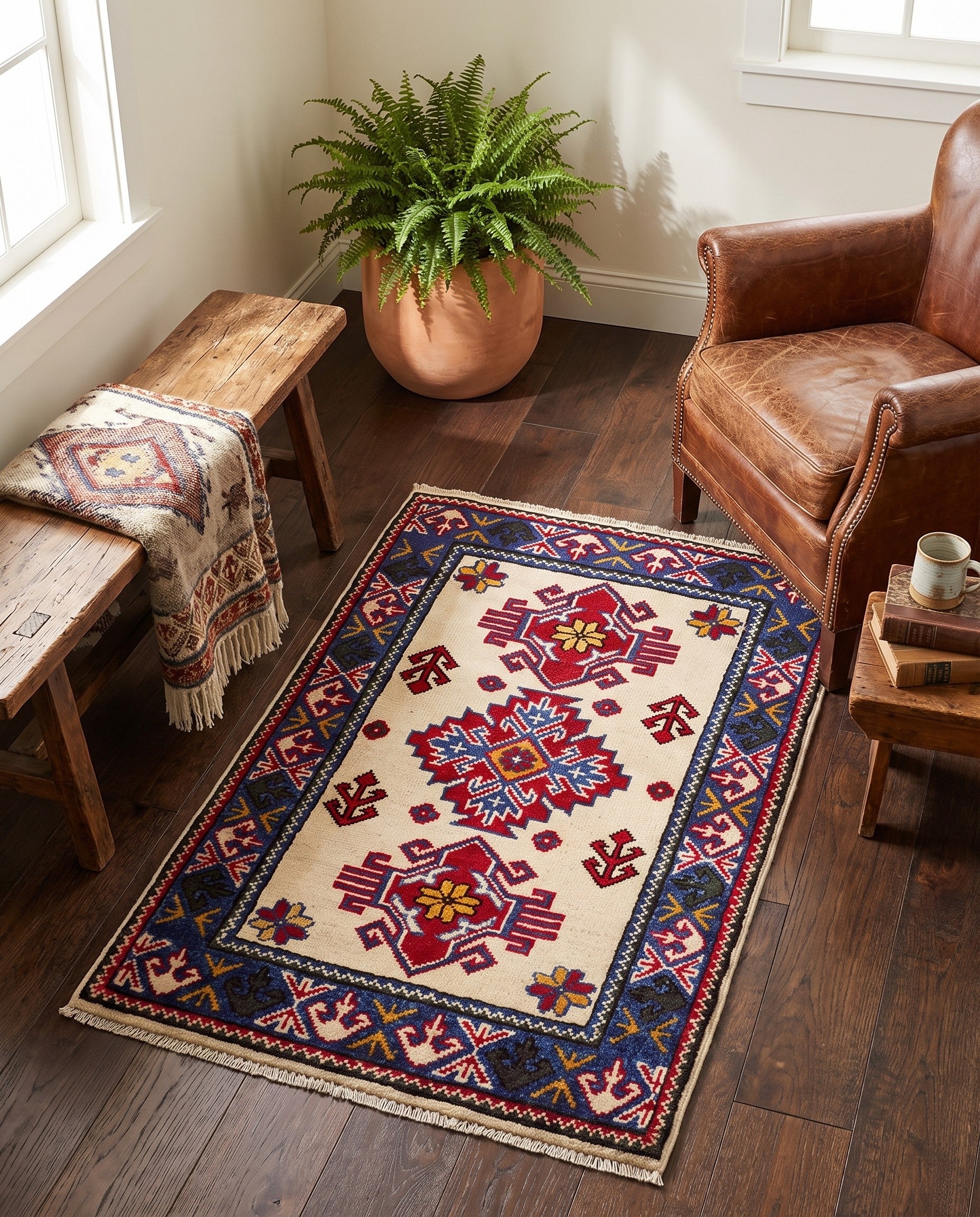 2' x 3' 1 Hand Knotted Kazak Rug