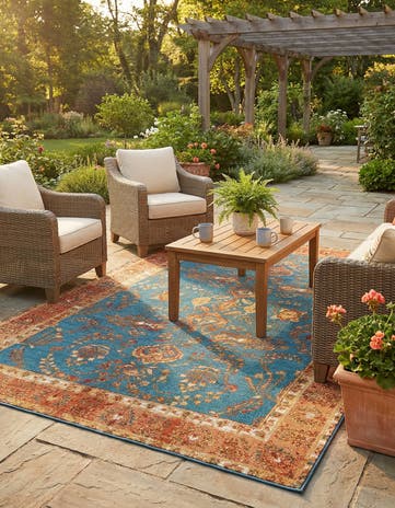 6' x 9' Easy-Clean Traditional Indoor / Outdoor Rug