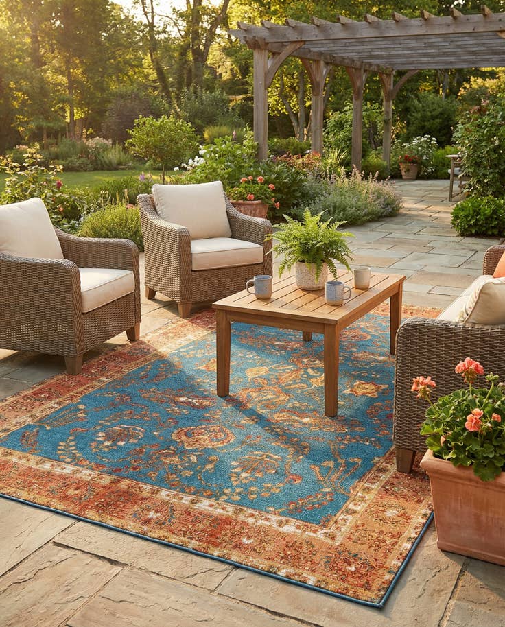 Detail image of 6' x 9' Easy-Clean Traditional Indoor / Outdoor Rug