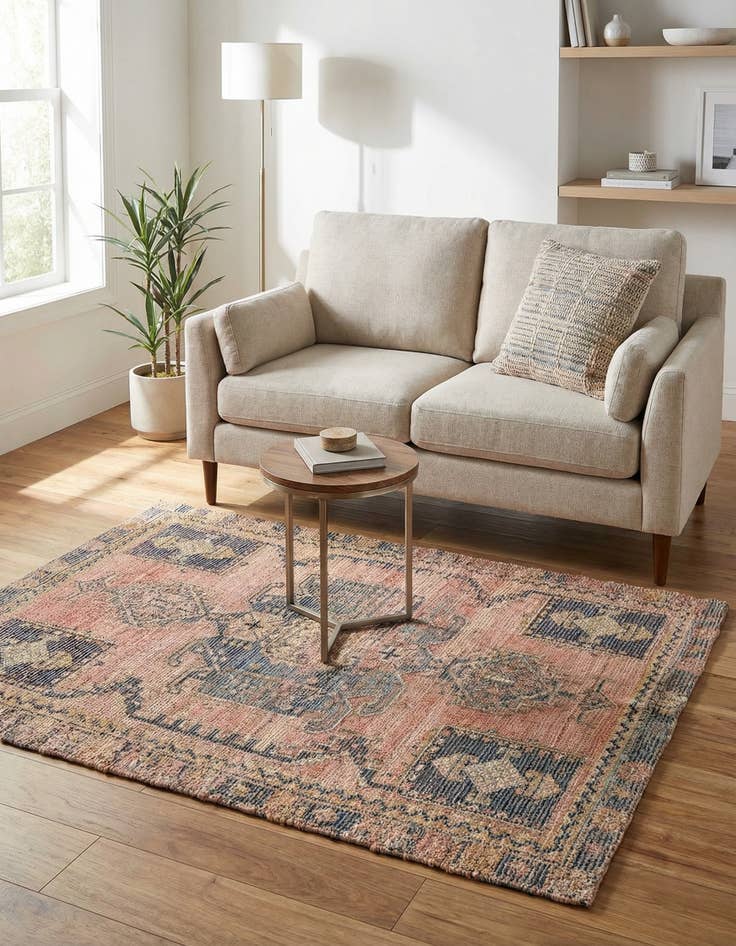 Detail image of 4' 1 x 6' 1  Hand Woven Chenille Jute Rug