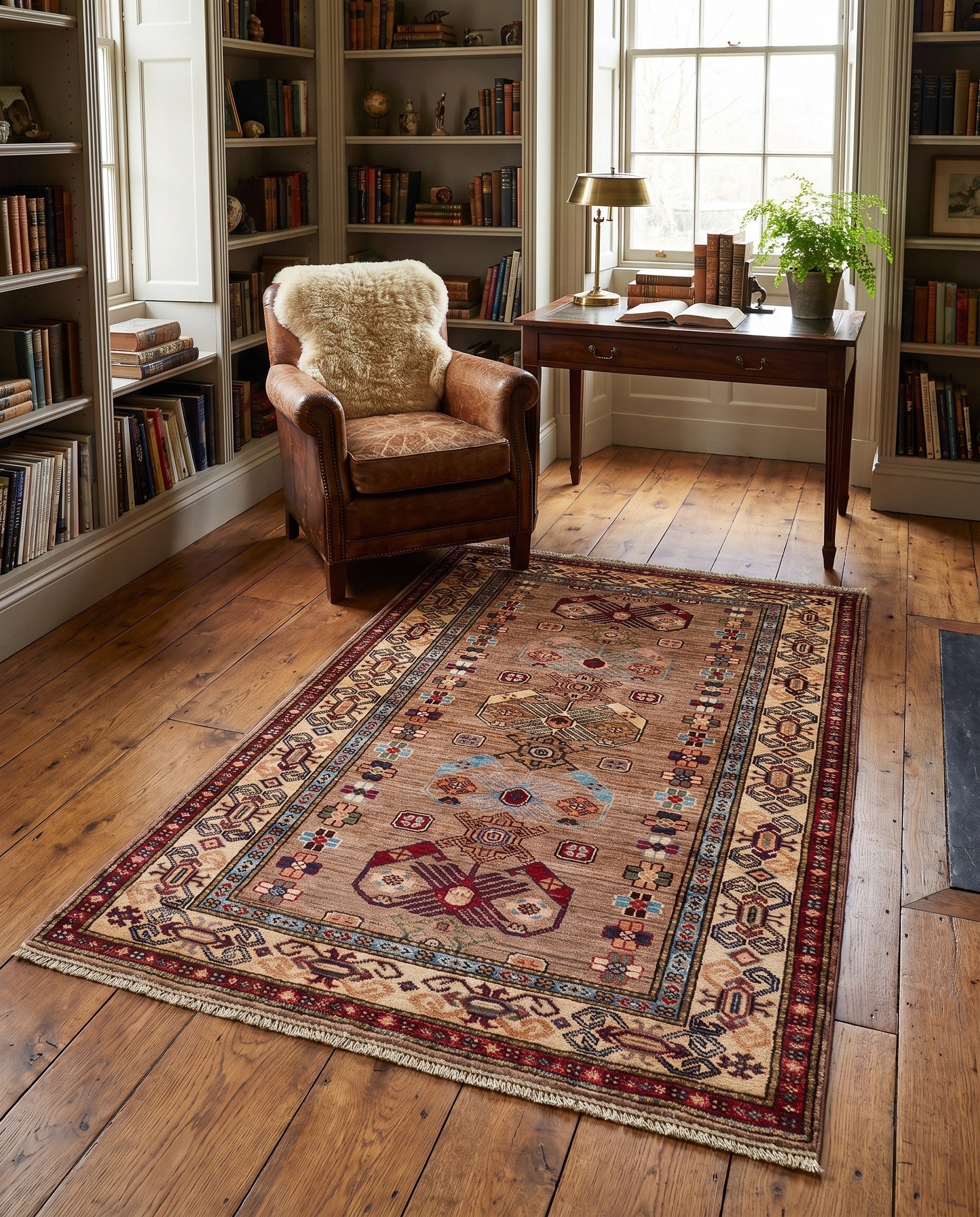 3' 5 x 5' 2 Hand Knotted Kazak Rug