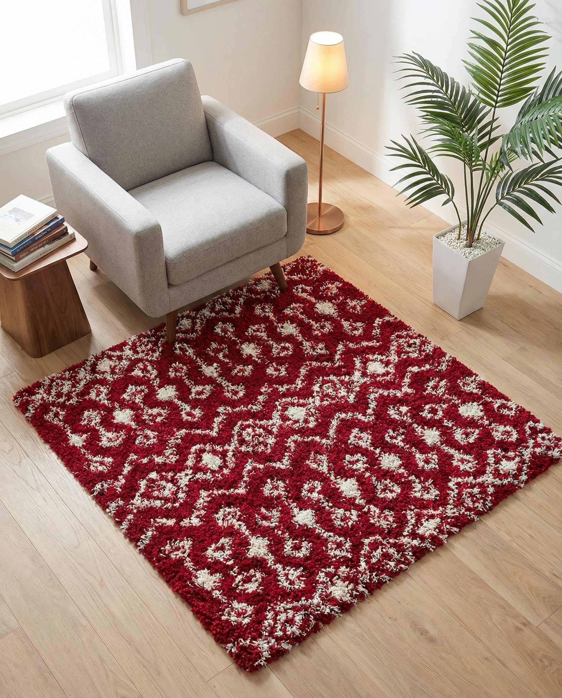 4' x 4' Moroccan Trellis Shag Square Rug