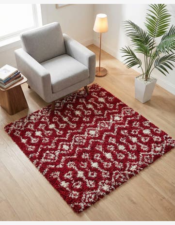 4' x 4' Moroccan Trellis Shag Square Rug