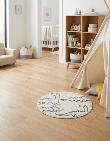 Ivory Dinosaur Whimsy Kids Round Rug