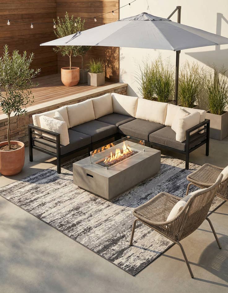 Detail image of 10' x 10'  Washable Modern Indoor / Outdoor Square Rug