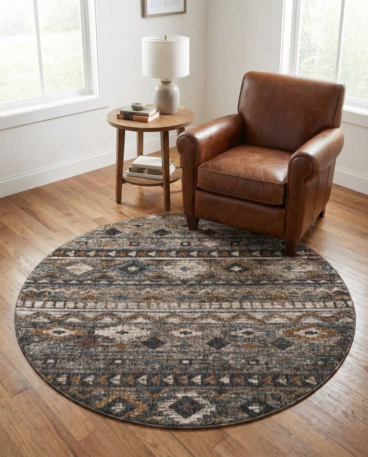 Detail image of 5' 3 x 5' 3 Eco Southwestern Round Rug