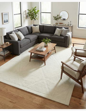 Ivory Lattice Shag Rug