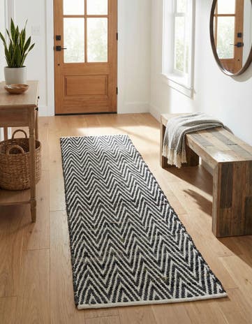 2' 2 x 6' 1 Hand Woven Chindi Chevron Runner Rug
