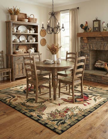 Cream Pastoral Square Rug