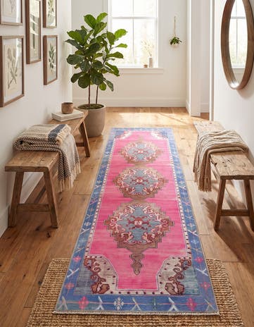 Fuchsia Washable Timeless Runner Rug