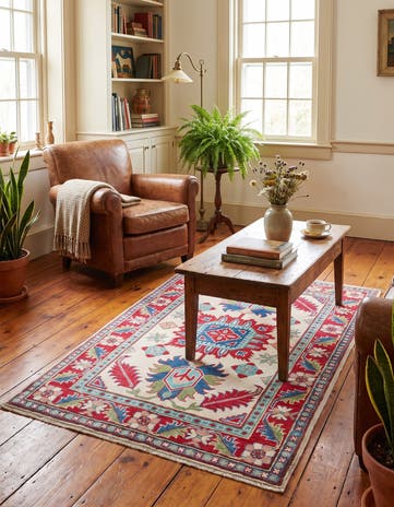 3' 4 x 5' 1 Hand Knotted Kazak Rug