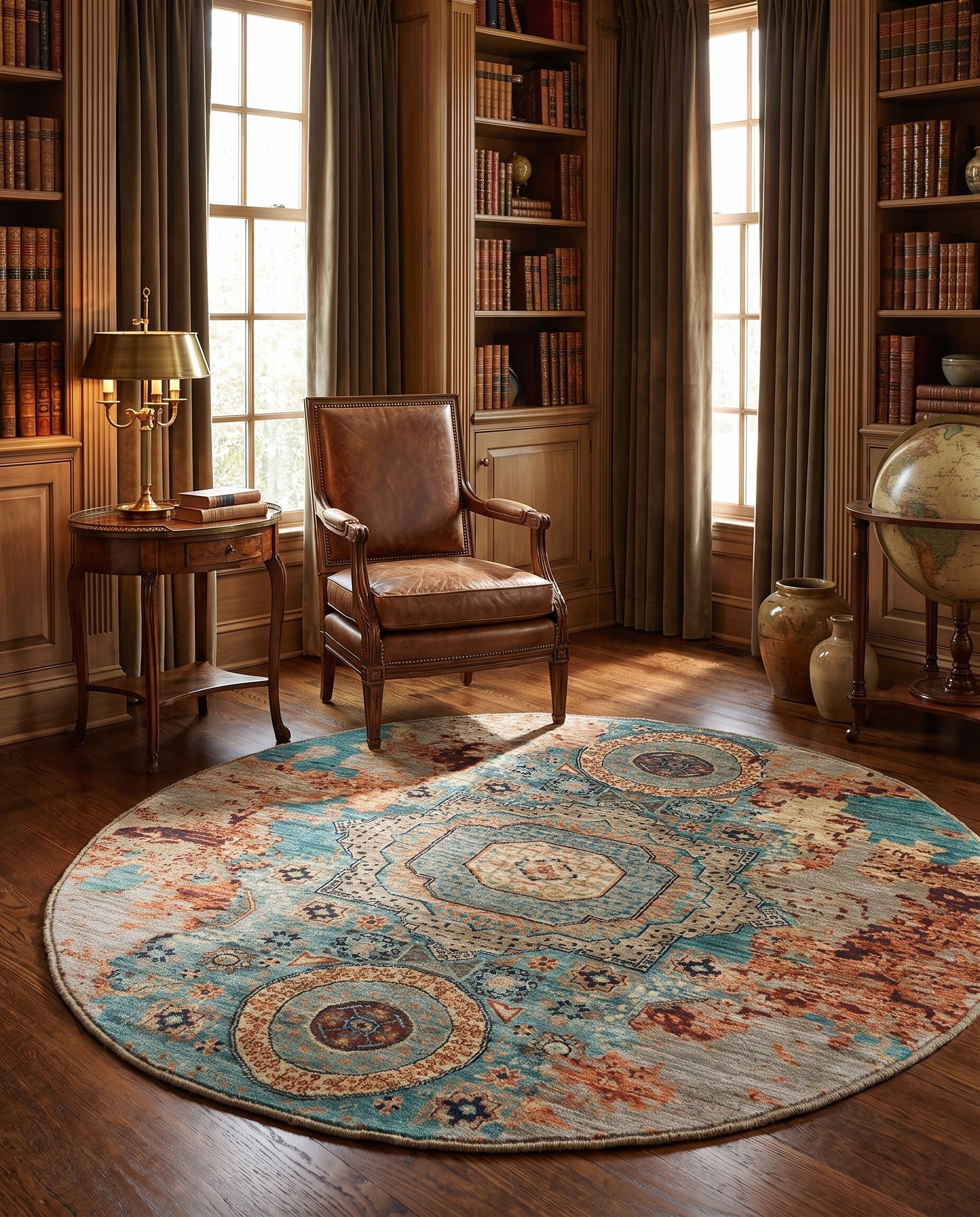 4' 9 x 4' 11 Hand Knotted Mamluk Ziegler Round Rug