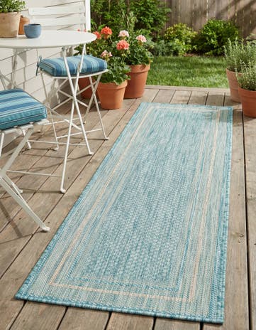 2' x 6' Easy-Clean Border Indoor / Outdoor Runner Rug