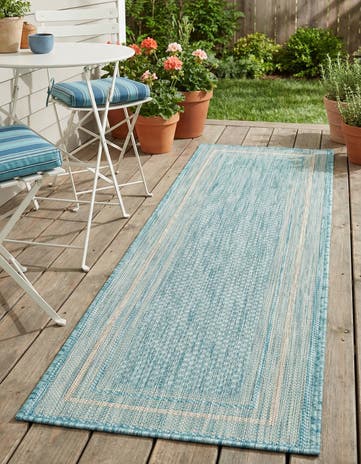 2' x 6' Easy-Clean Border Indoor / Outdoor Runner Rug