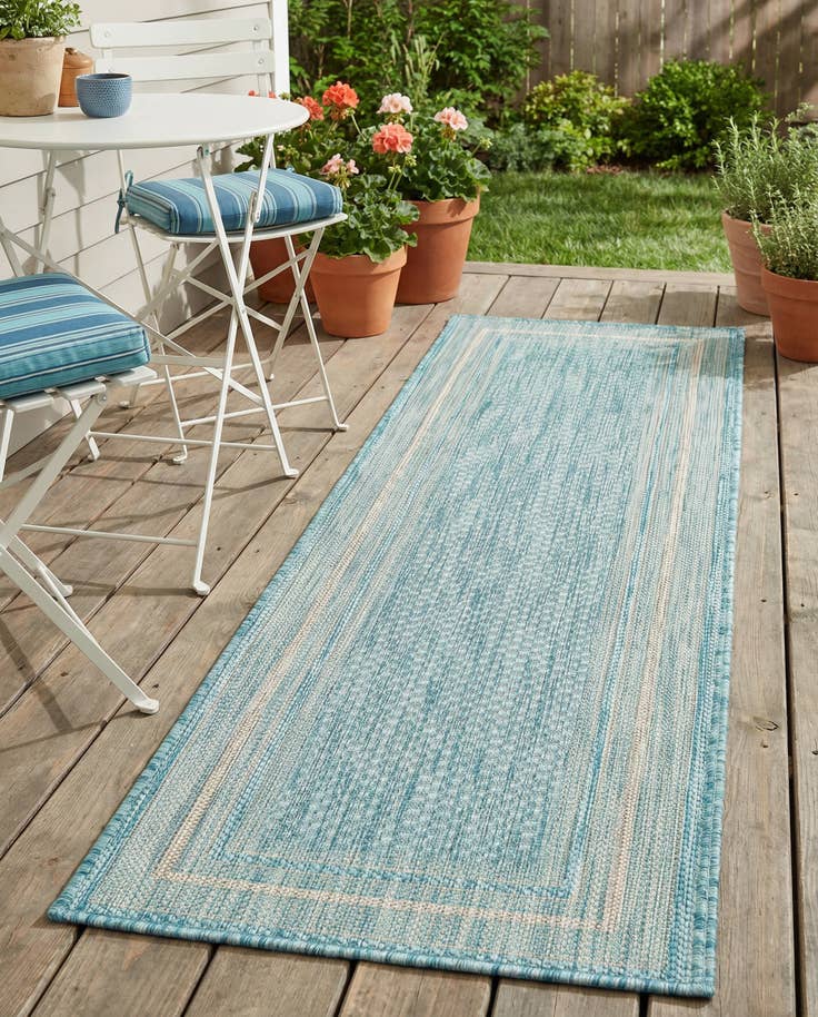 Detail image of 2' x 6' Easy-Clean Border Indoor / Outdoor Runner Rug
