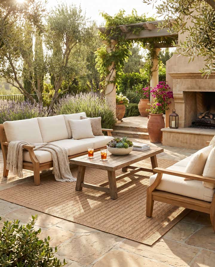7' 10 x 7' 10 Easy-Clean Border Indoor / Outdoor Square Rug