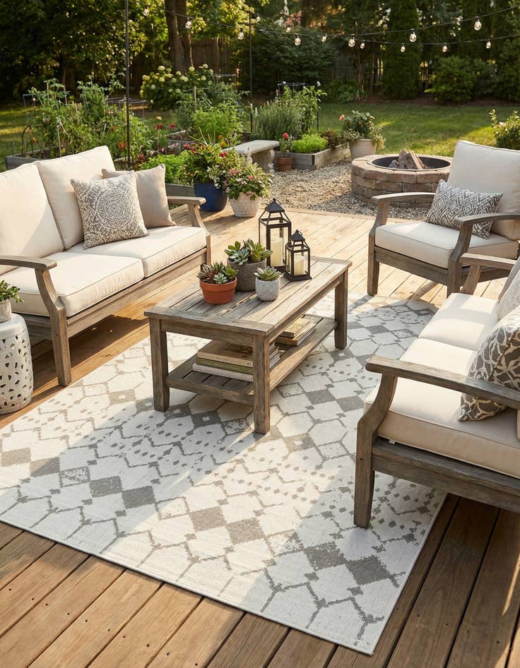 Detail image of 5' 3 x 8' Washable Lattice Indoor / Outdoor Rug