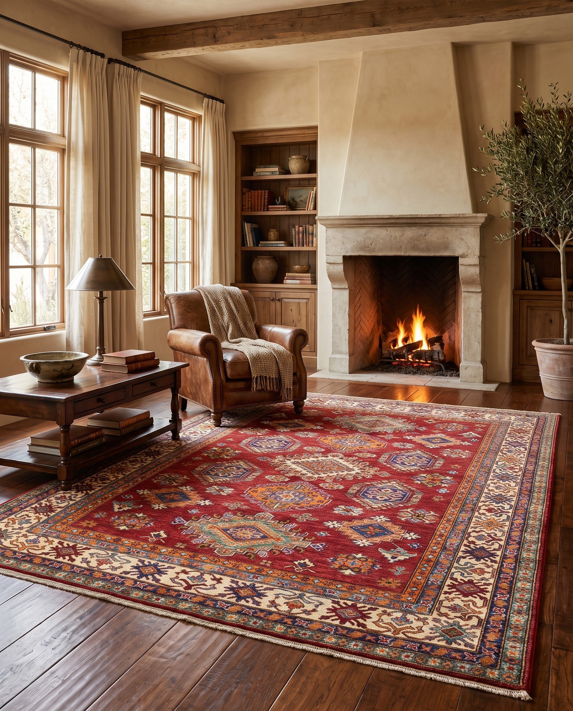 5' 9 x 7' 8 Hand Knotted Kazak Rug