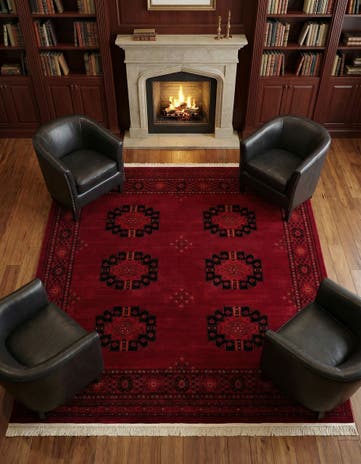 Red Bokhara Square Rug