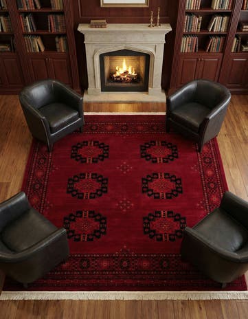 Red Bokhara Square Rug