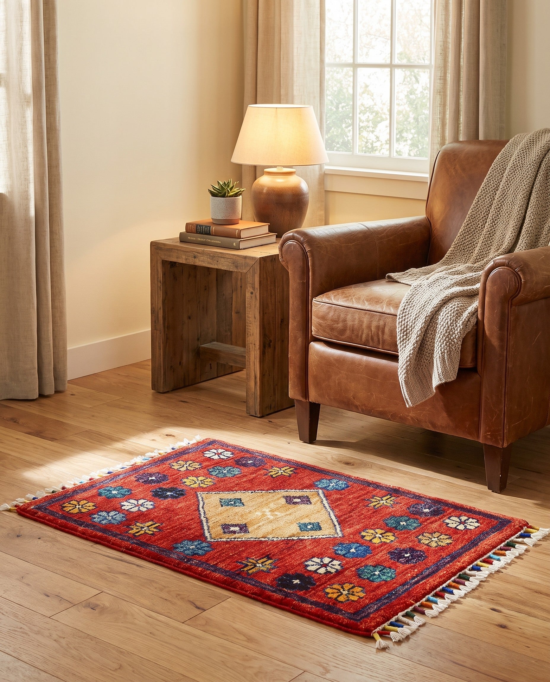1' 4 x 2' Hand Knotted Modern Ziegler Rug