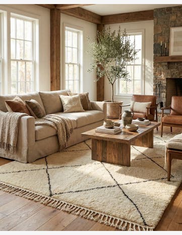 6' 8 x 10' 3 Hand Knotted Moroccan Wool Rug