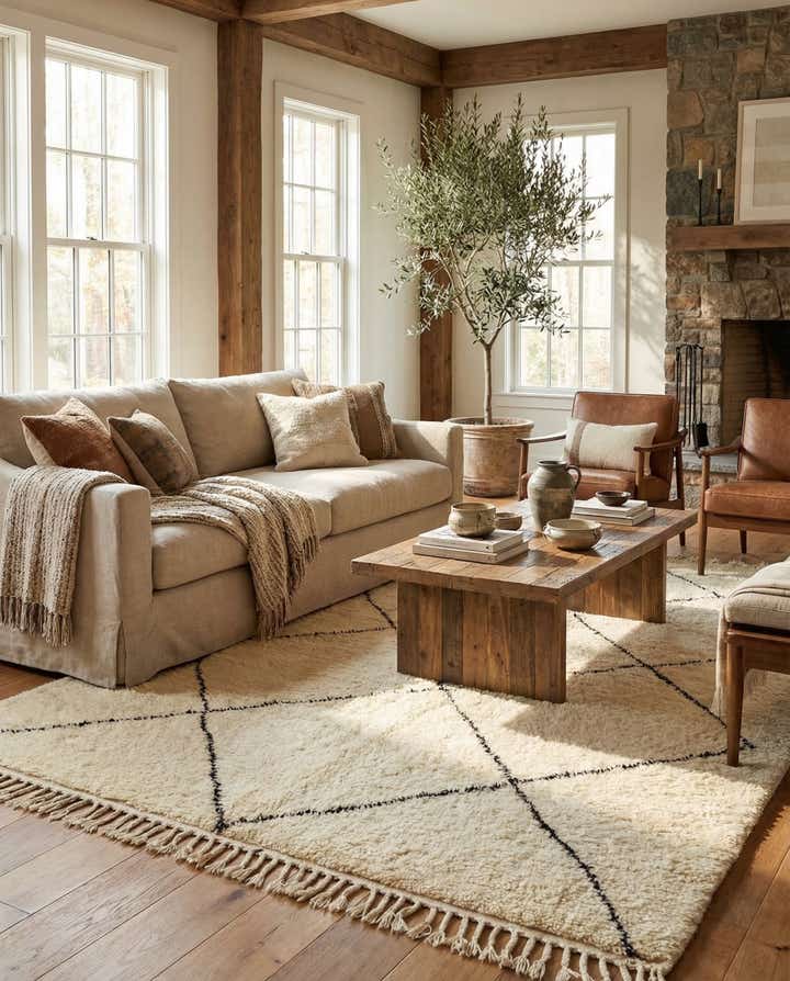 6' 8 x 10' 3 Hand Knotted Moroccan Wool Rug