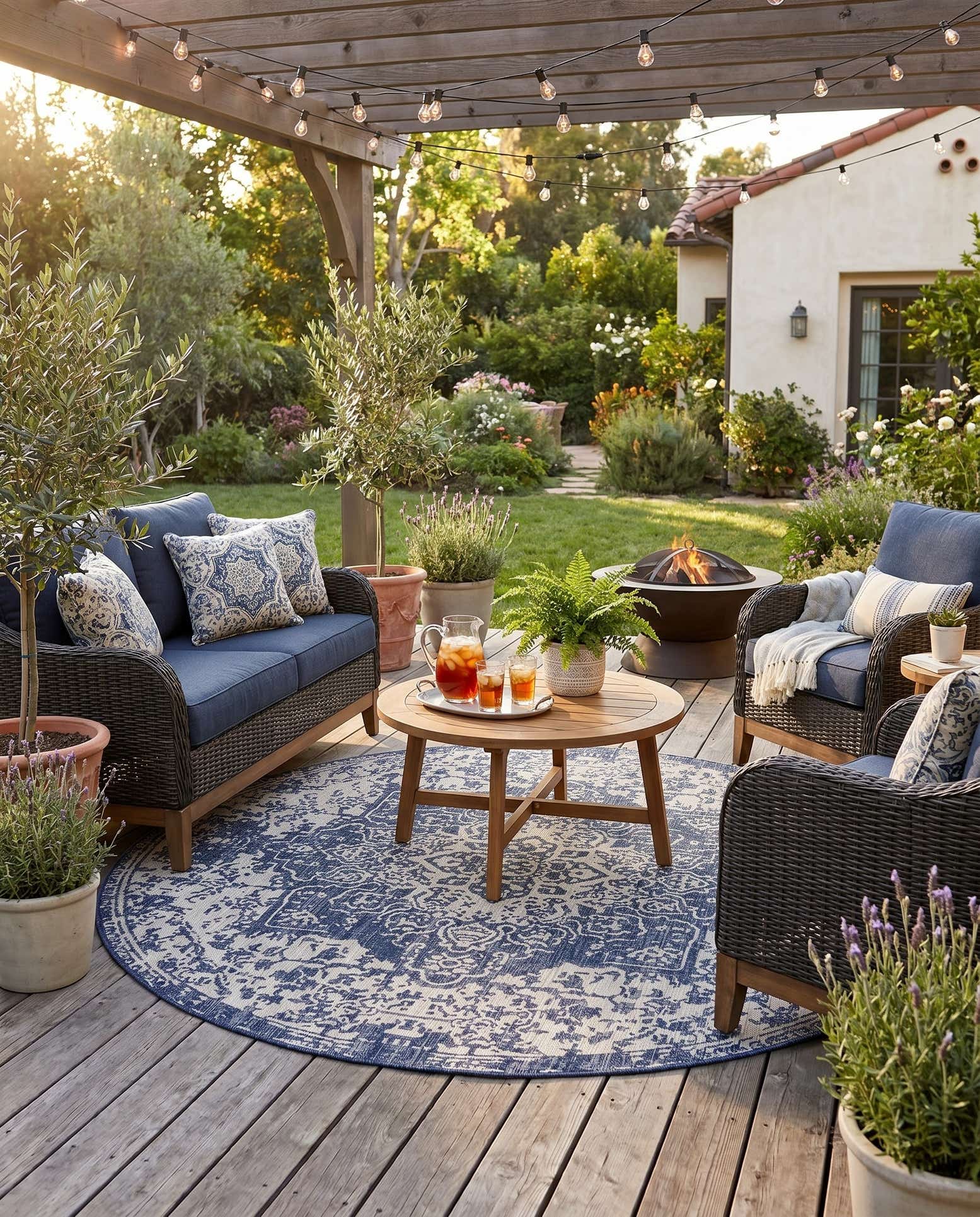 7' x 7' Easy-Clean Jill Zarin Indoor / Outdoor Round Rug
