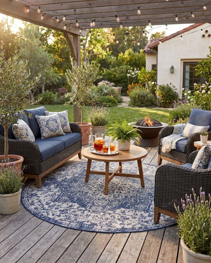 7' x 7' Easy-Clean Jill Zarin Indoor / Outdoor Round Rug