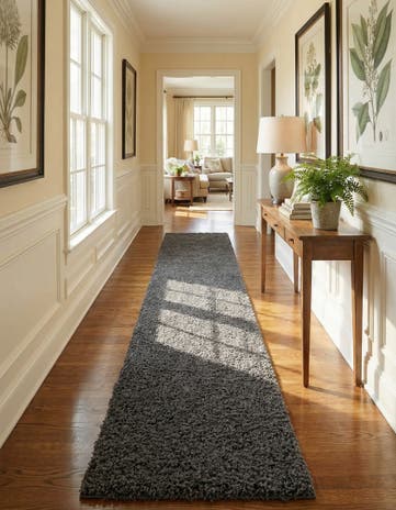 Graphite Gray Solid Shag Runner Rug